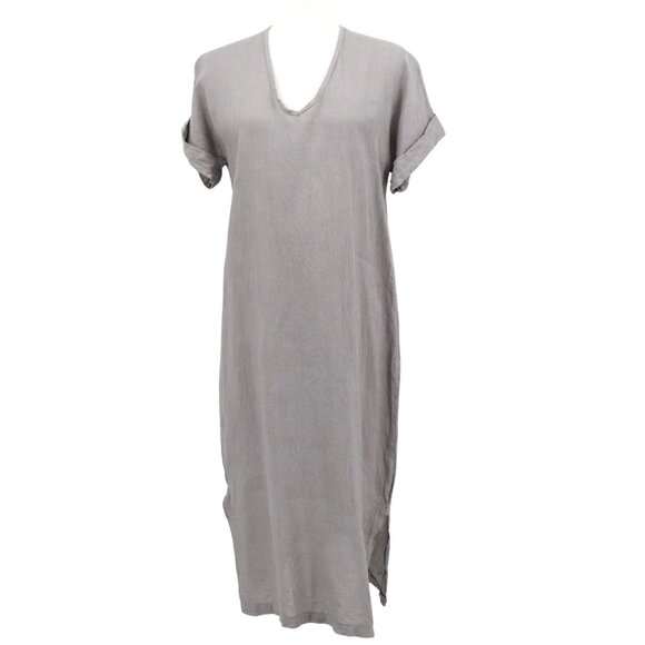 Frances Bettini Linen Dress Womens S Gray Lagenlook Resort Coastal Beach‎ Pool - Picture 1 of 16